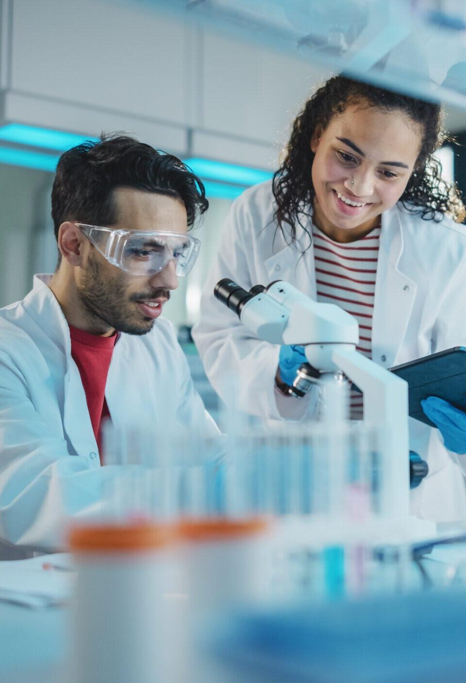 Modern Medical Research Laboratory: Portrait of Latin and Black Modern Medical Research Laboratory: Portrait of Latin and Black